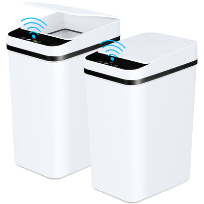 Automatic Trash Cans 2 Pack - Touchless Motion Sensor, 12L White