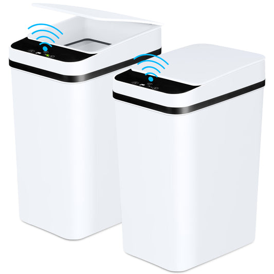 Automatic Trash Cans 2 Pack - Touchless Motion Sensor, 12L White