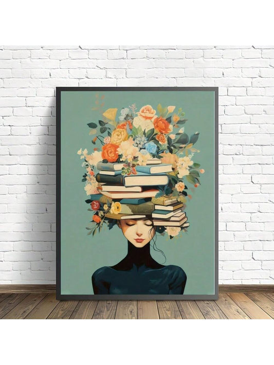 Wall Art Vintage Floral Crown Girl Canvas Art Print