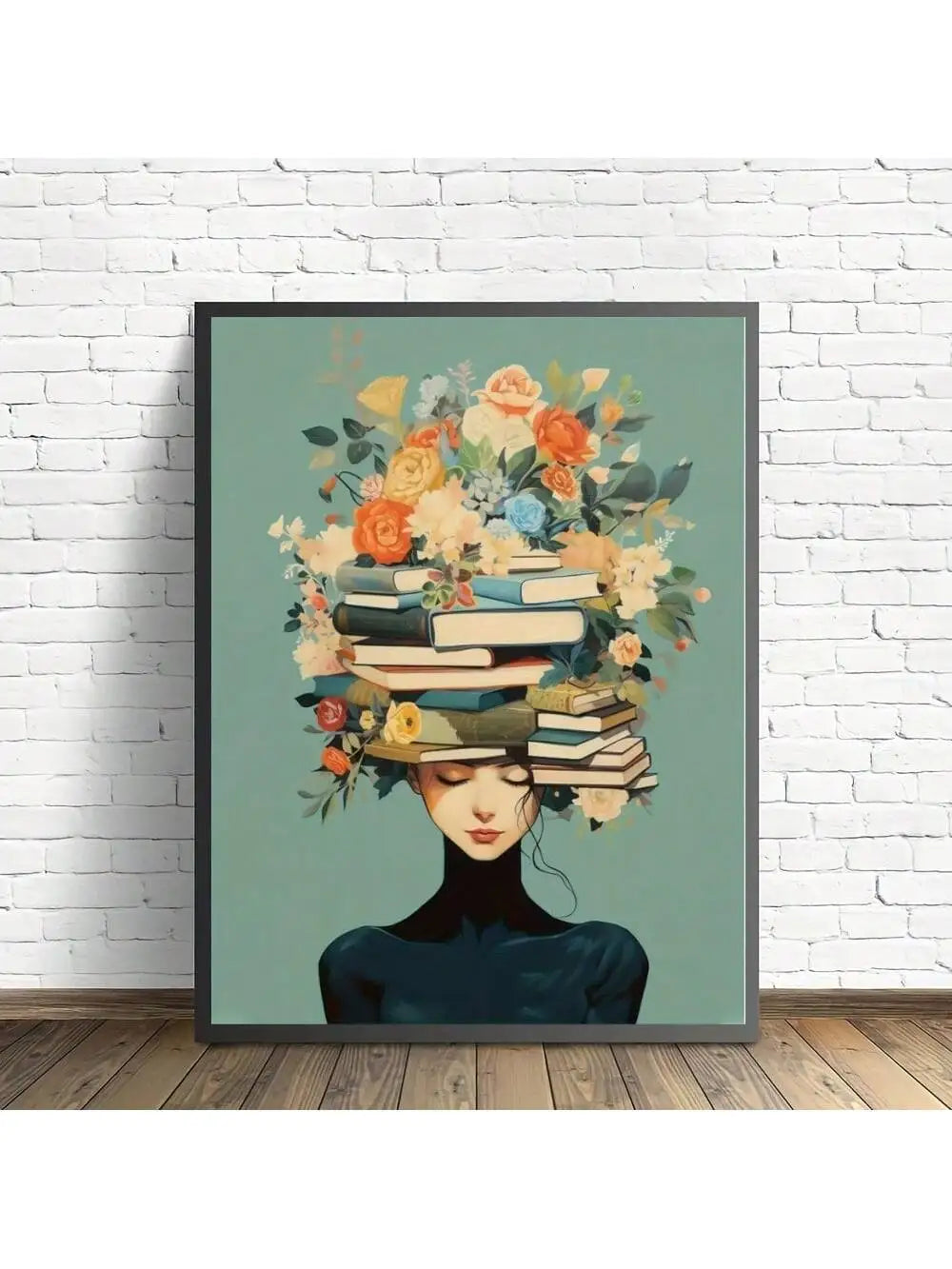 Wall Art Vintage Floral Crown Girl Canvas Art Print
