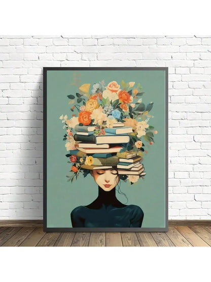 Wall Art Vintage Floral Crown Girl Canvas Art Print