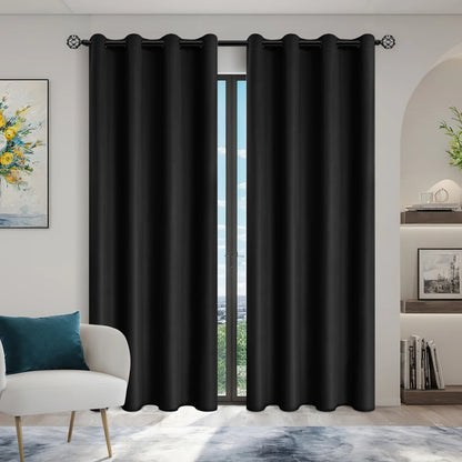 Blackout Curtains 2pcs - Thermal Insulated Window Drapes