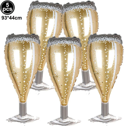 2026 NYE Party Supplies: Star & Champagne Foil Balloons