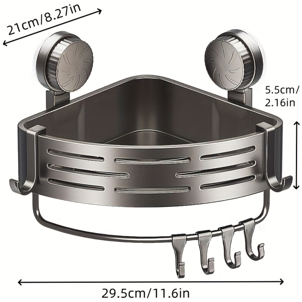 Triangular Suction Cup Bathroom Shelf - No Drilling Needed