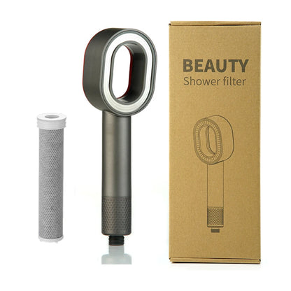 Filtered Shower Head: Pressurized Water-Saving Handheld Nozzle