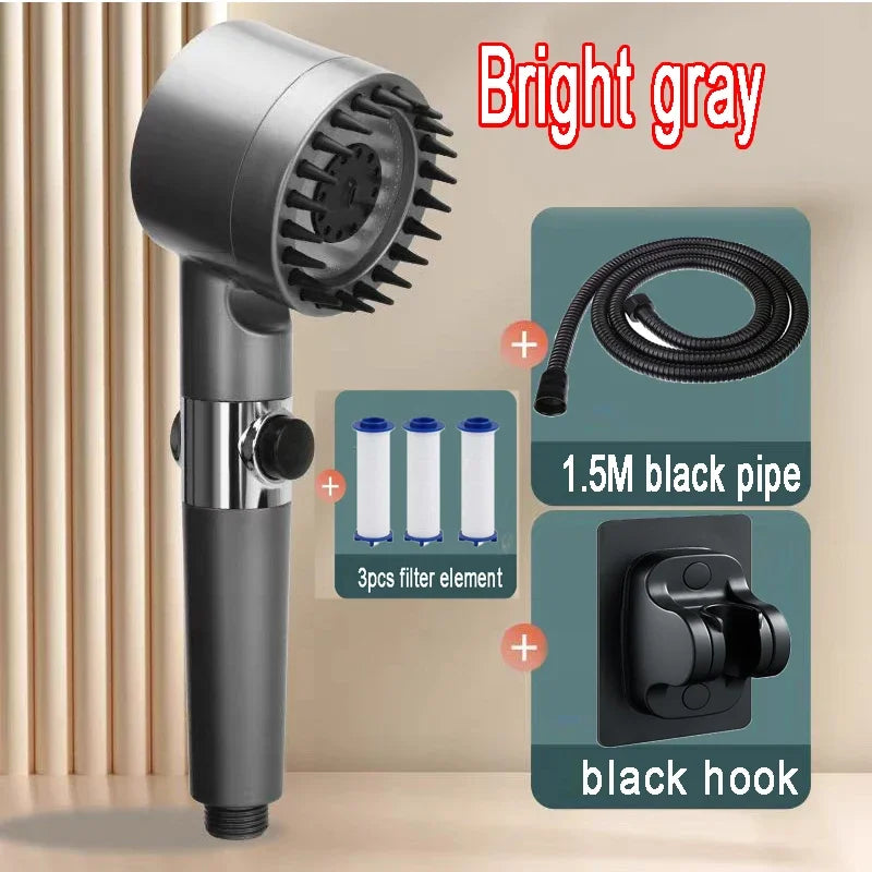 High Pressure Shower Head: 4-Mode Rain Shower with Filter