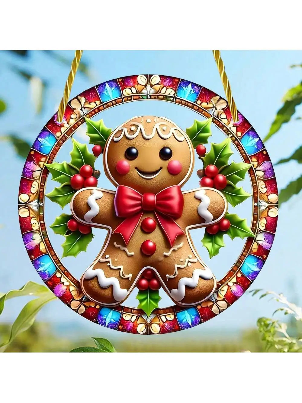 Santa Claus Stained Glass Sun Catcher - Festive Window Decor