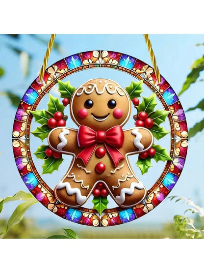 Santa Claus Stained Glass Sun Catcher - Festive Window Decor