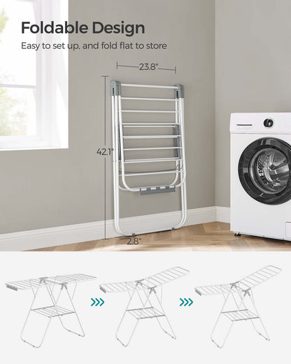 Stainless Steel Clothes Drying Rack with Sock Clips - Foldable