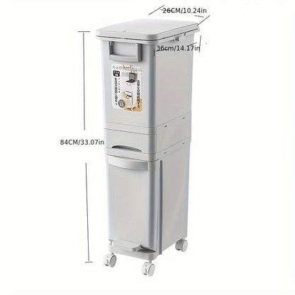 Large Dual-Compartment Trash Can 29L/32L Foot Pedal Bin