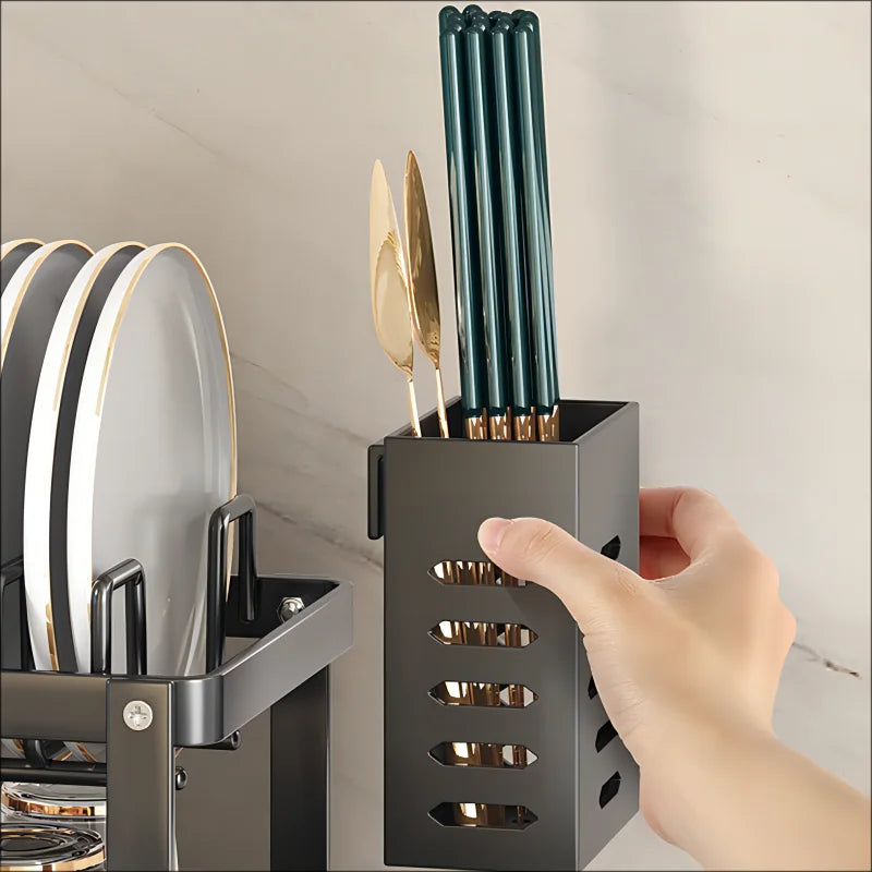 Stainless Steel Dish Rack - Adjustable Over Sink Organizer