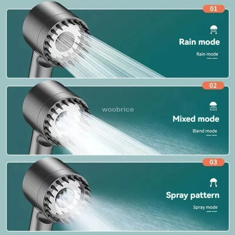 High Pressure Shower Head: 4-Mode Rain Shower with Filter