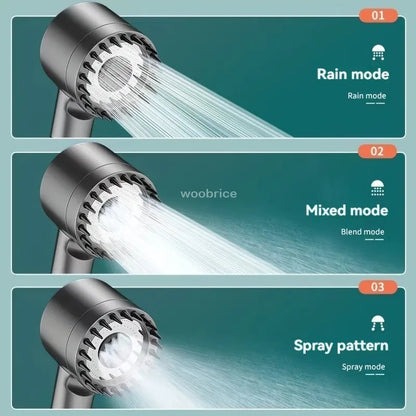 High Pressure Shower Head: 4-Mode Rain Shower with Filter