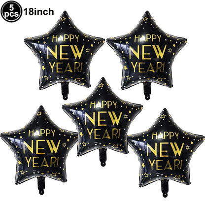 2026 NYE Party Supplies: Star & Champagne Foil Balloons