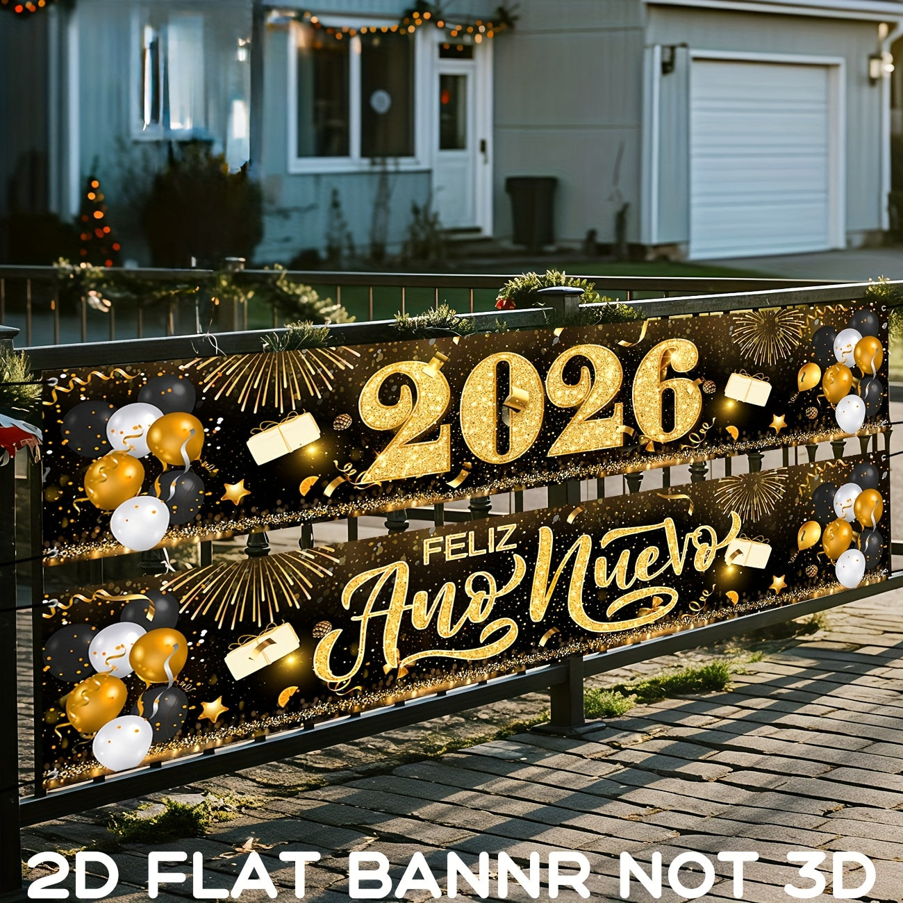 Spanish New Year Banner 2026 - Gold & Black Feliz Año Nuevo