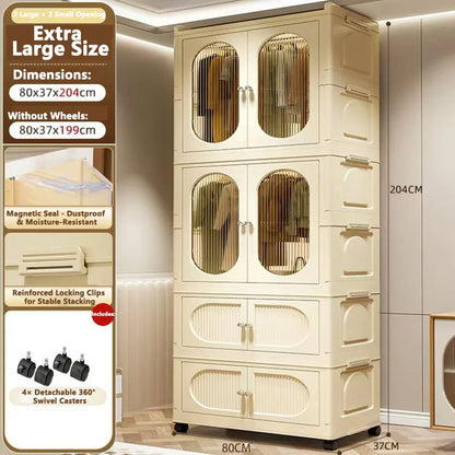 Foldable Storage Cabinet with Drawers - Space Saver