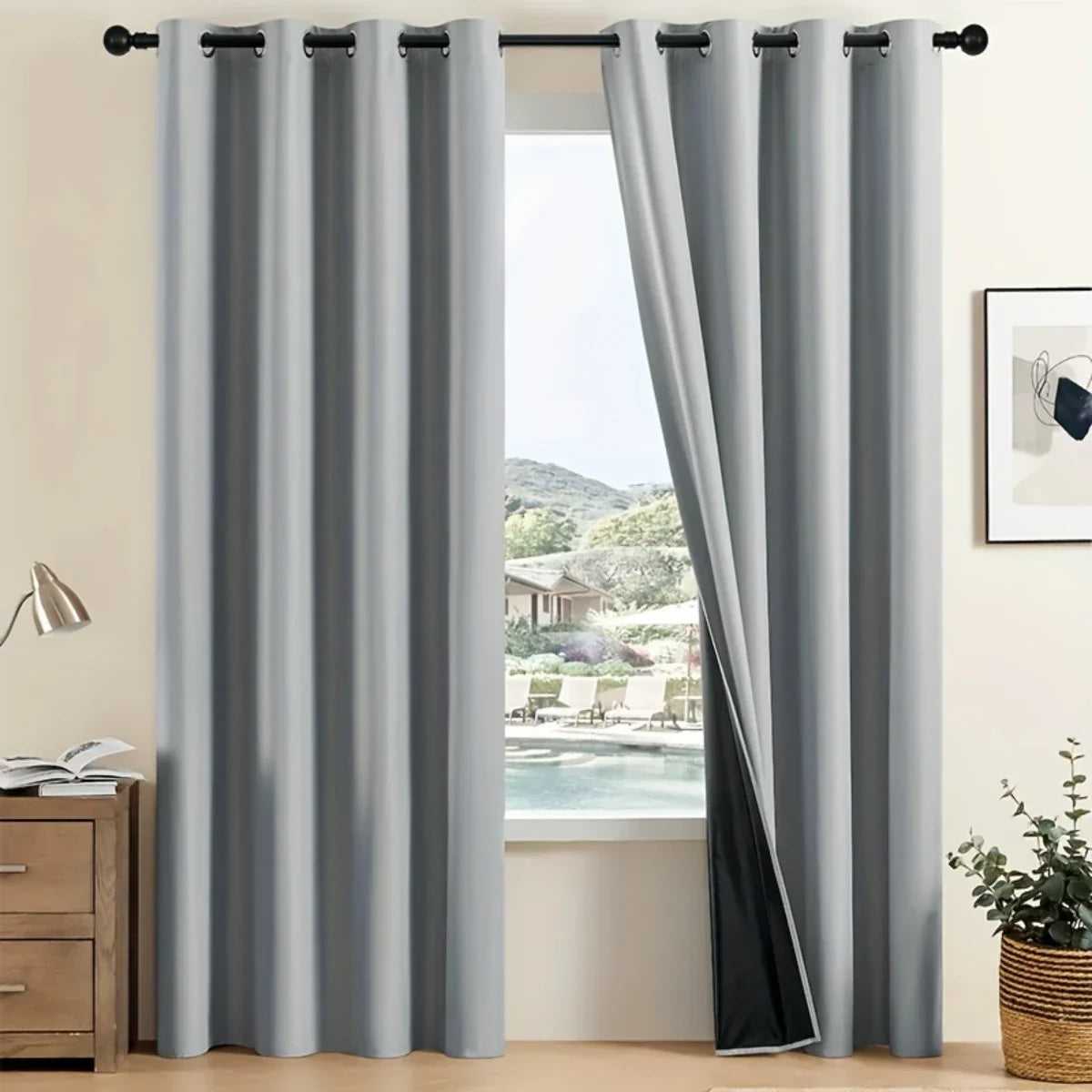 Blackout Curtains 2pcs - Thermal Insulated Window Drapes