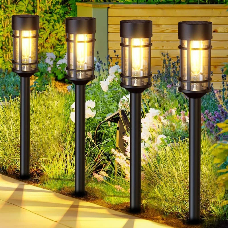 Solar Lights Outdoor Pathway Lights Glass for Lawn Landscape
