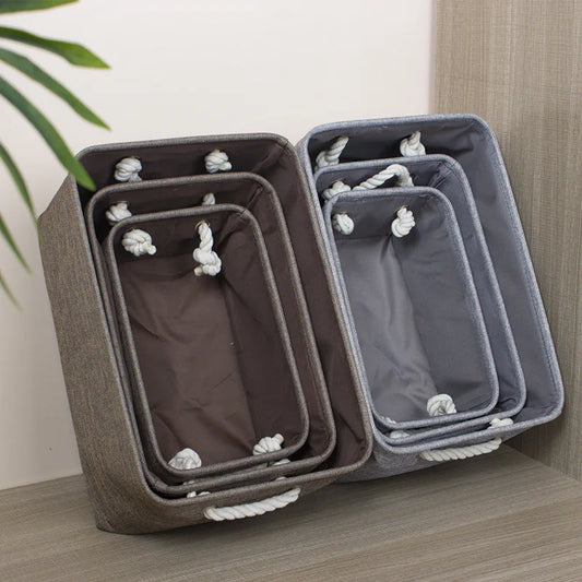 Laundry Basket - Cotton Linen Folding Storage Box