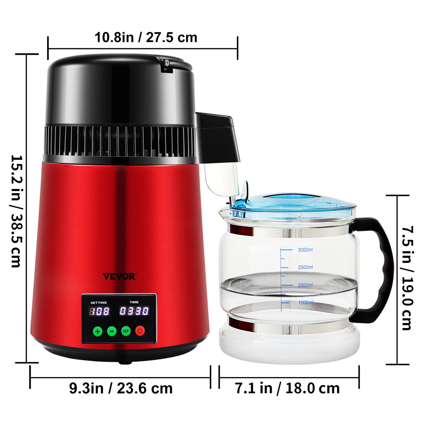 Water Distiller 4L Purifier - Fast 1L/H Speed & Touch Screen