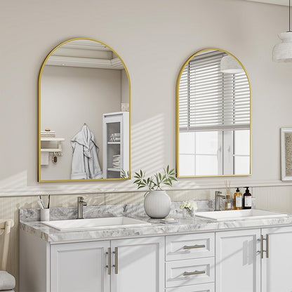  Bathroom Mirror Arched Gold 38"x26.2" - Lumora Vanity Wall Mount