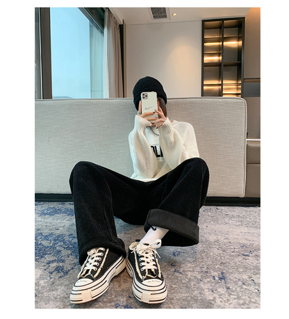 Women's Fleece Wide Leg Pants - High Waist Winter Comfort