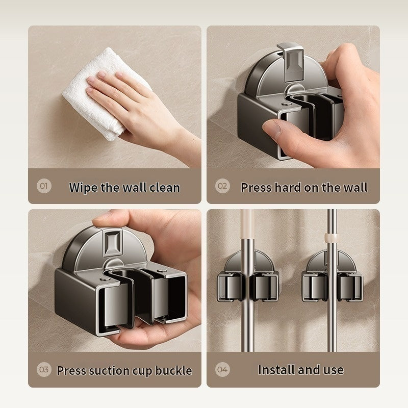 No Drill Suction Mop & Broom Holder 