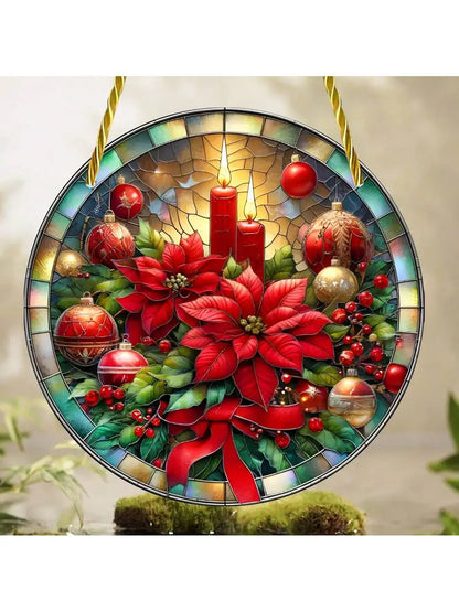 Santa Claus Stained Glass Sun Catcher - Festive Window Decor