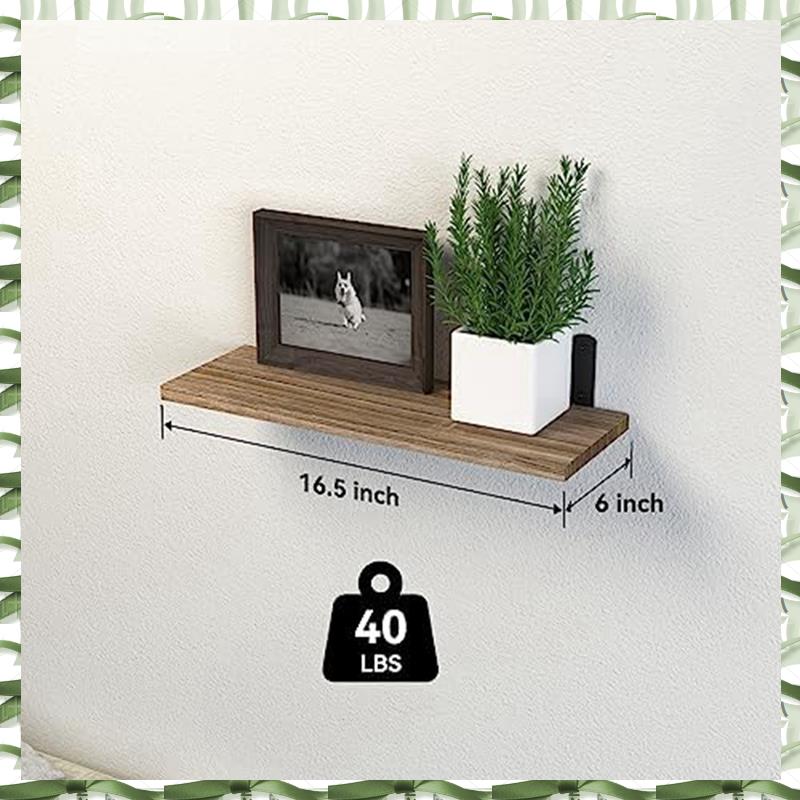Floating Shelf Wooden- Black Wall Mounted Decor & Storage