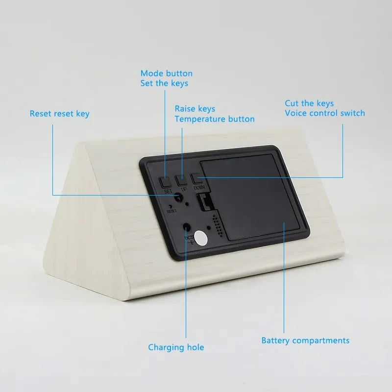 Digital Clock Wooden Sound Control LED Alarm Clock with Temperature USB/AAA Desktop Clocks Snooze Desperadoes Home Table Decor