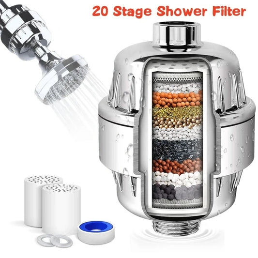 Hard Water Shower Filter: 20 Stages Remove Chlorine & Heavy Metals