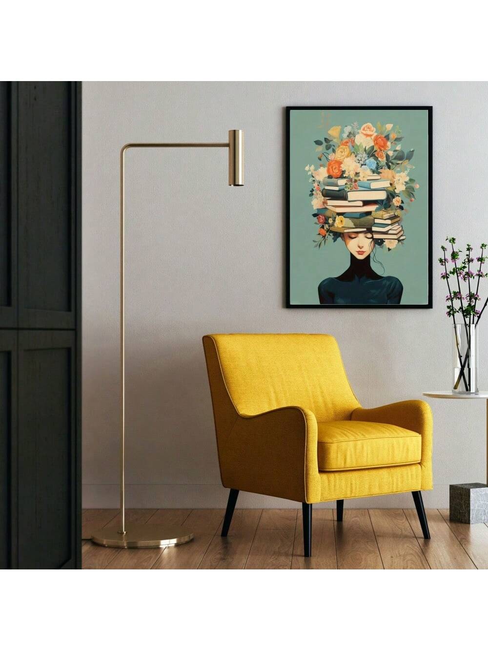 Wall Art Vintage Floral Crown Girl Canvas Art Print