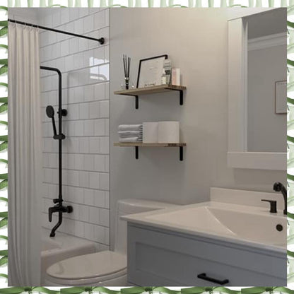 Floating Shelf Wooden- Black Wall Mounted Decor & Storage