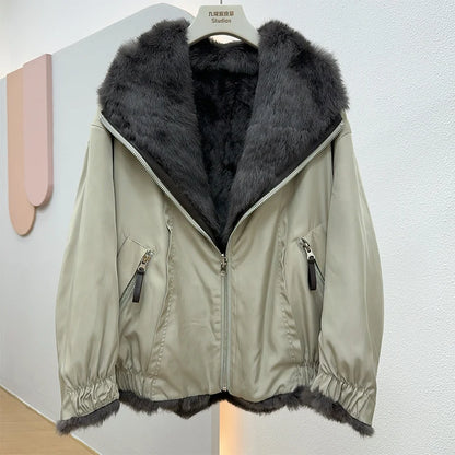 Luxurious Women's Real Fur Coat - Warm Winter Down Jacket