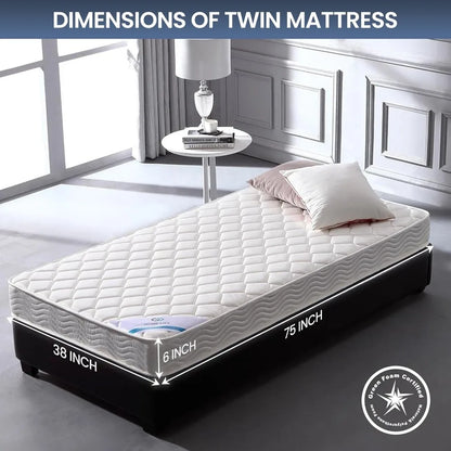  Twin Bed Mattress - Hybrid Euro Top Comfort Sleep - Eco-Friendly, Breathable Innerspring Twin Bed Size Mattress