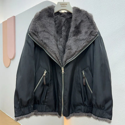 Luxurious Women's Real Fur Coat - Warm Winter Down Jacket
