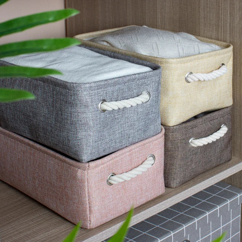 Laundry Basket - Cotton Linen Folding Storage Box