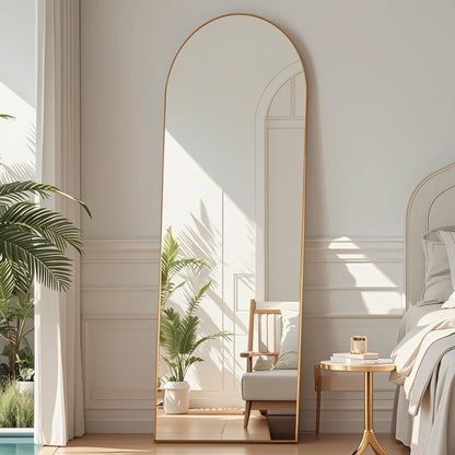 Full Length Mirror Arched 58"x18" - Gold, Shatter-Proof Glass