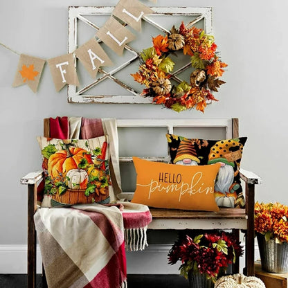  Pillow Covers 12x20 Linen - Hello Pumpkin Decor