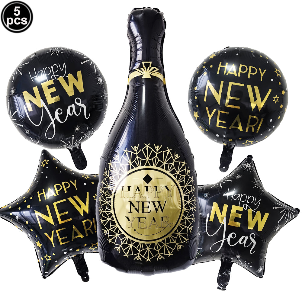 2026 NYE Party Supplies: Star & Champagne Foil Balloons