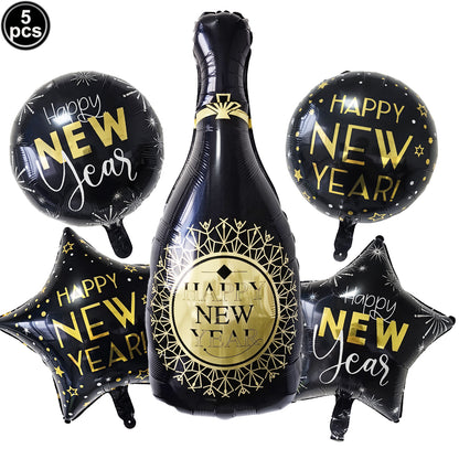 2026 NYE Party Supplies: Star & Champagne Foil Balloons