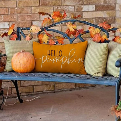  Pillow Covers 12x20 Linen - Hello Pumpkin Decor