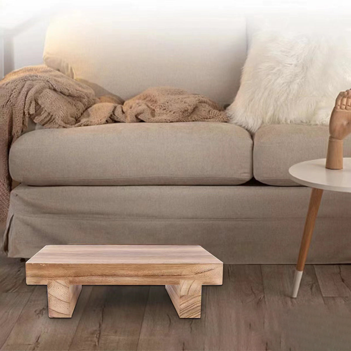 Wooden Stool Step Ladder for High Beds