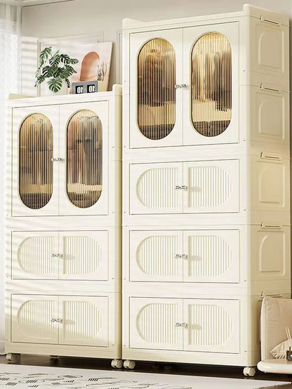 Foldable Storage Cabinet with Drawers - Space Saver