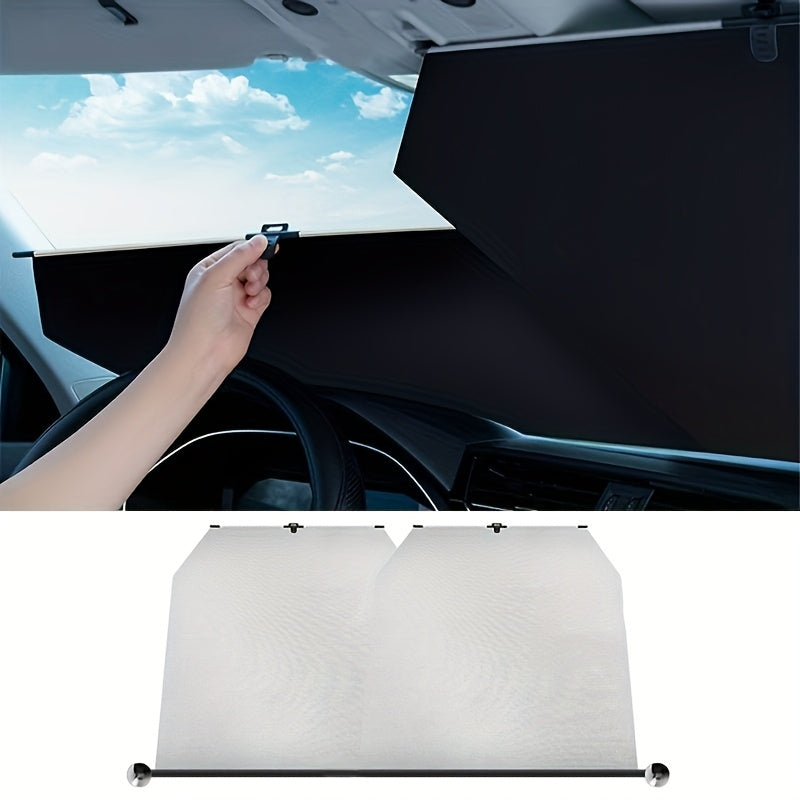 Retractable Car Sunshade - Titanium Silver UV Protection