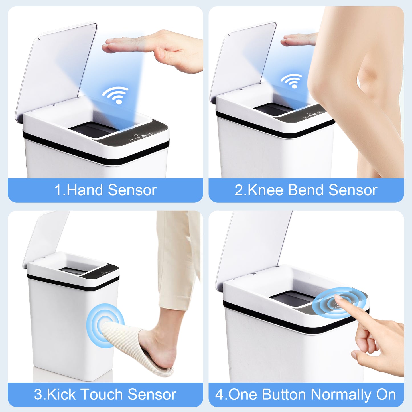 Automatic Trash Cans 2 Pack - Touchless Motion Sensor, 12L White