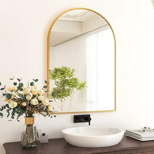  Bathroom Mirror Arched Gold 38"x26.2" - Lumora Vanity Wall Mount