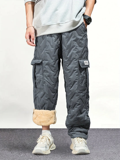 Men's Fleece-Lined Cargo Pants - Warm Winter Outdoor Wear