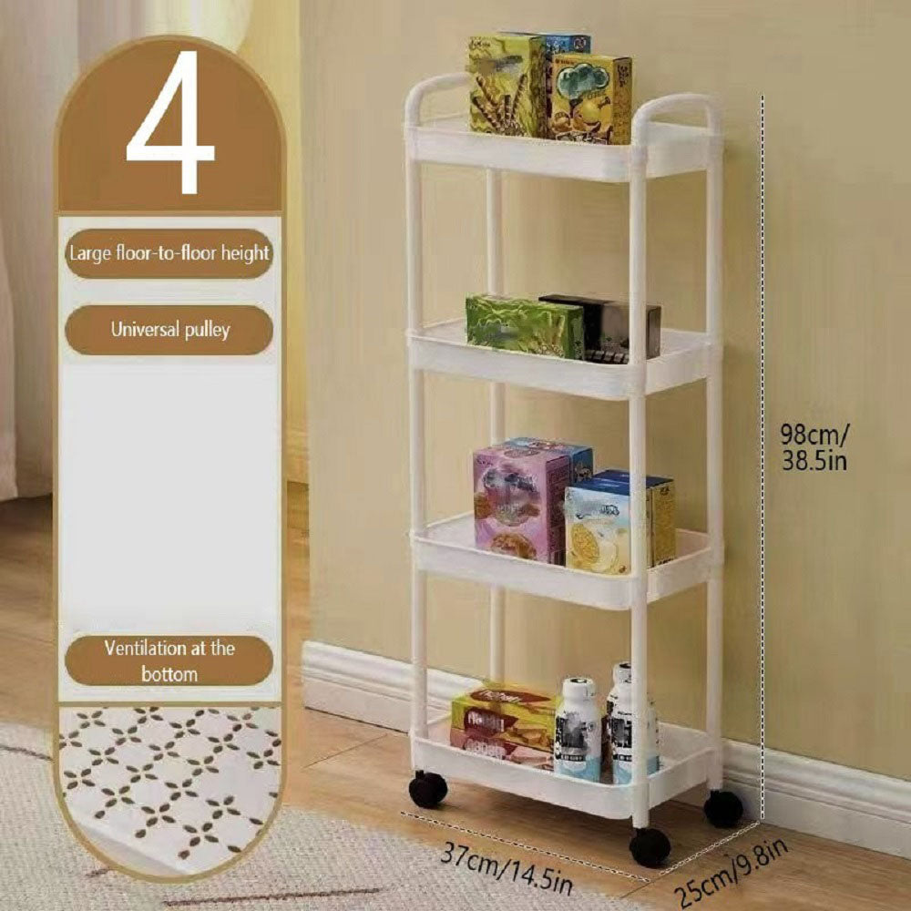 Rolling Storage Cart 3/4-Tier: Slim, Space-Saving Organizer
