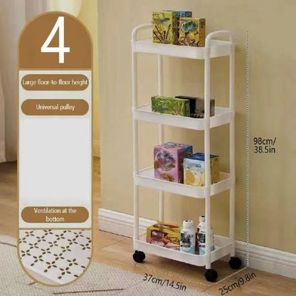 Rolling Storage Cart 3/4-Tier: Slim, Space-Saving Organizer